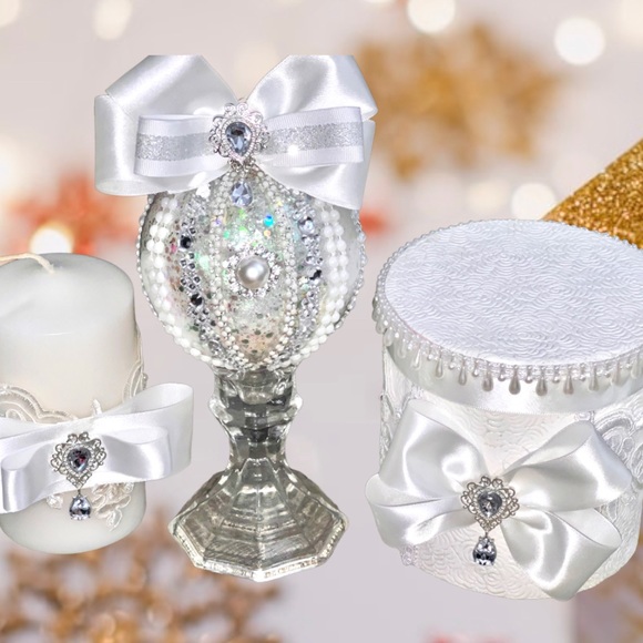 Set (3) Handmade Christmas Ornament w/Box & Candle, White Elephant Gift/Present - Picture 7 of 16